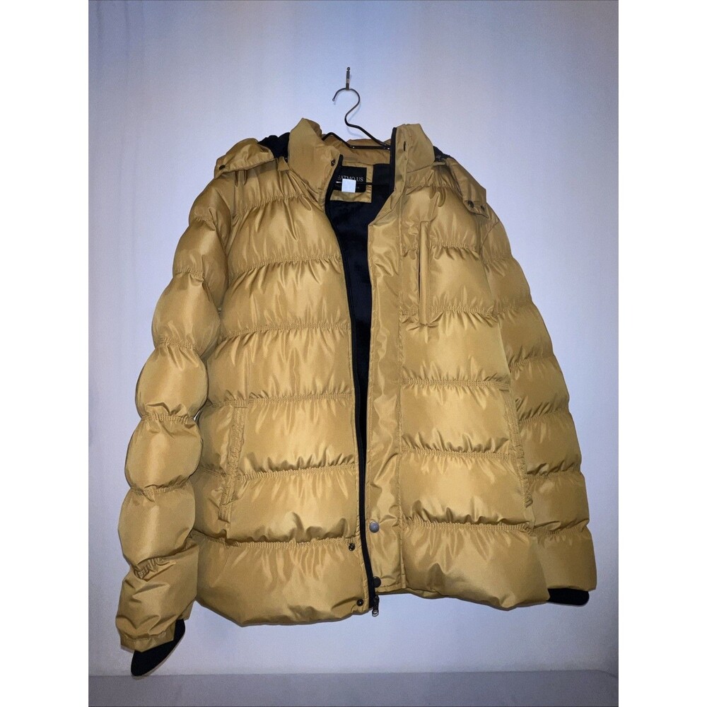 CREATMO US Men's Puffer Jacket‎ Waterproof Winter Parka In Yellow Warm Thick 2XL